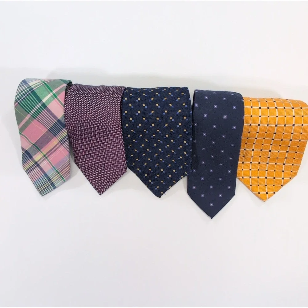 Lauren Ralph Lauren Mens Neckties Lot 5 Set OS Multicolor Plaid Geometric 59